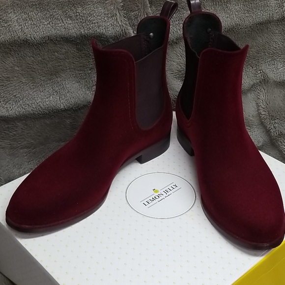 Lemon Jelly Shoes - GUC Velvety Wine Lemon Jelly Chelsea Boots